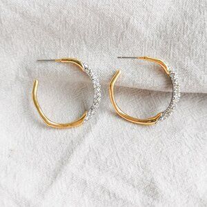 Alexis Bittar Gold Hoops with pave Crystals
